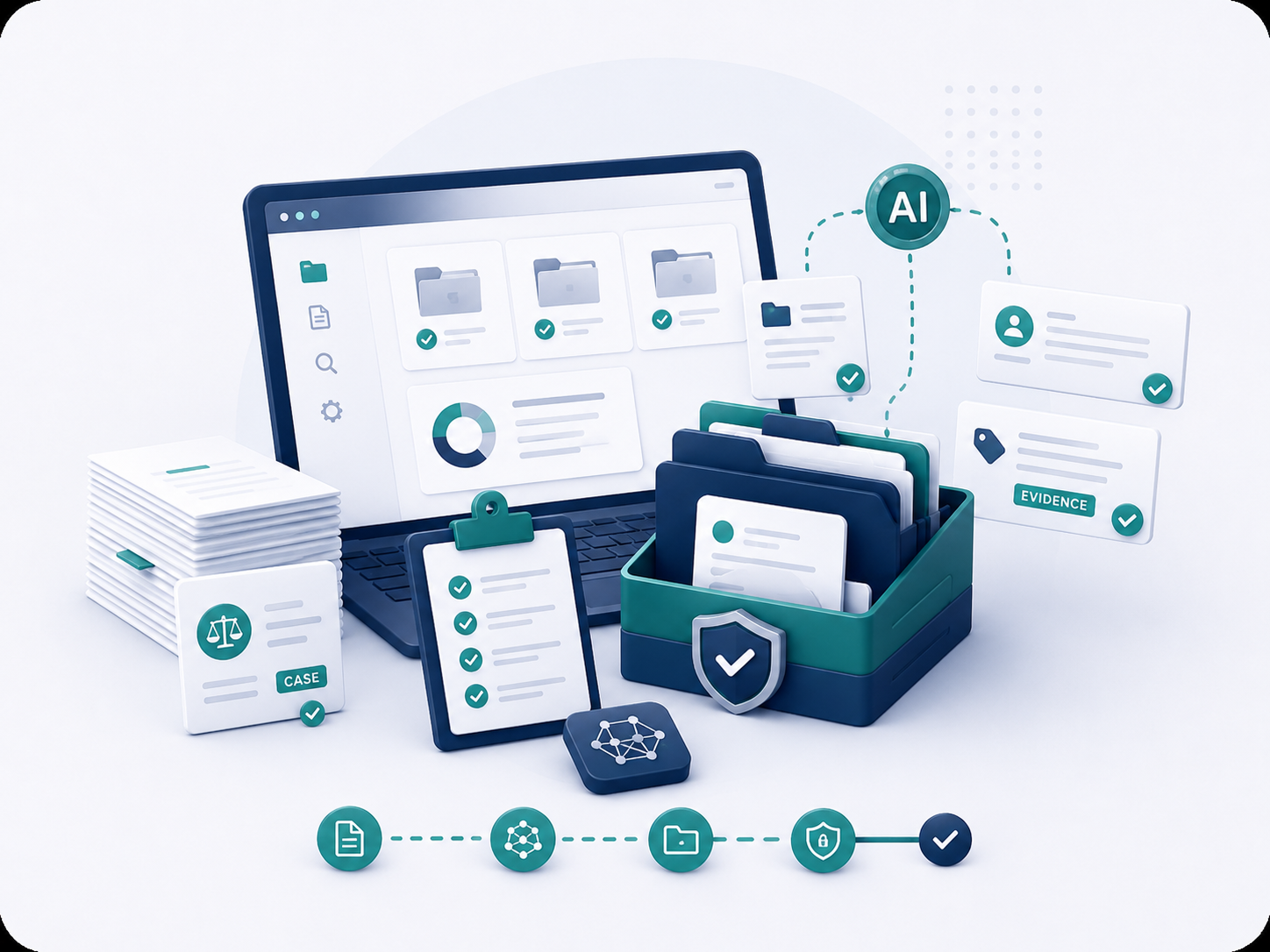 Illustration of an AI-assisted document organisation workflow